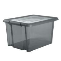 EDA Opbergbox 80L - grijs - stapelbaar - L56 x B50 x H36 cm - kunststof - Bak/doos met deksel