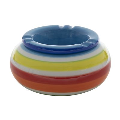 Ronde terras asbak/stormasbak blauw keramiek 14 x 14 x 7 cm