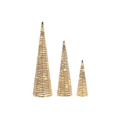 Kerstversiering DKD Home Decor Wit Gouden Natuurlijk 20 x 20 x 80 cm (3 Onderdelen)