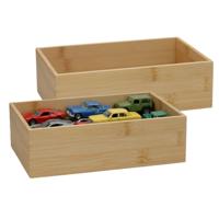 5Five houten bakje - 2x - organizer - bamboe - 23 x 15 x 7 cm - kast en lade verdelers - opslag