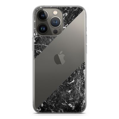 Zwart marmer: iPhone 13 Pro Transparant Hoesje