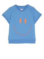 WAUW CAPOW by BANGBANG t-shirt en coton à motif sourire brodé - Bleu - thumbnail