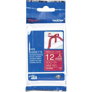 Labeltape textiel ongelamineerd Brother TZe, TZ TZe-RW34 Tapekleur: Wijnrood Tekstkleur:Goud 12 mm 4 m