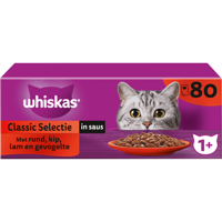 Whiskas 1+ Natvoer Classic Selectie in Saus Maaltijdzakjes 80 x 85 g bij Jumbo