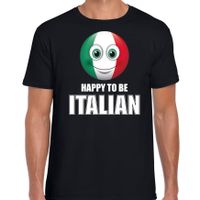 Italie emoticon Happy to be Italian landen t-shirt zwart heren - thumbnail