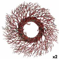 Kerstkroon Tak Rood Plastic 50 x 10 x 50 cm (2 Stuks)