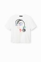 T-shirt met korte mouwen en een gezicht - WHITE - L T-shirt met korte mouwen en een gezicht - WHITE - L