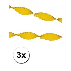 3 gele crepe papier slingers 5 m   -