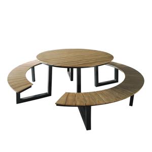 AXI Taco Ronde Picknicktafel met 2 banken in Antraciet & Teak-look voor 6 Personen Picknick Tafel / Picnic Table Rond