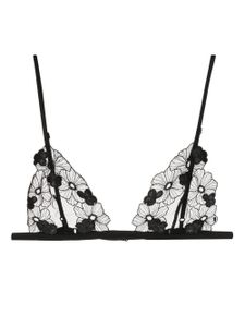 Kiki de Montparnasse soutien-gorge à fleurs brodées - Noir