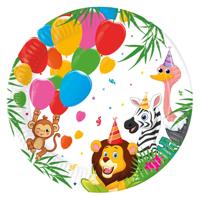 Globos Papieren bordjes fsc jungle ballonnen, 8st.