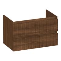 Brauer Joy Wavy - Onderkast - 80 cm - met 2 Softclose Lades Greeploos en 1 Sifon Uitsparing - Forest Cacao
