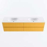 MONDIAZ VICA 180cm badmeubel onderkast Ocher 4 lades. Wastafel MOON dubbel 2 kraangaten, kleur Talc.