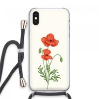 Red poppy: iPhone XS Max Transparant Hoesje met koord