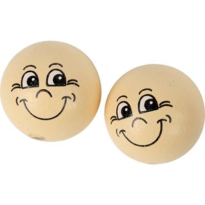 Creativ Company Houten ballen met gezichten, d 22 mm, licht beige, 10 stuk/ 1 doos