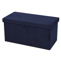 Hocker bank - poef XXL - opbergbox - donkerblauw - polyester/mdf - 76 x 38 x 38 cm - opvouwbaar - thumbnail