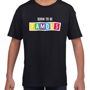 Born to be famous fun tekst t-shirt zwart kids