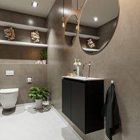 Toiletmeubel Mondiaz Ture | 60 cm | Meubelkleur Urban | Eden wastafel Talc Rechts | Zonder kraangat