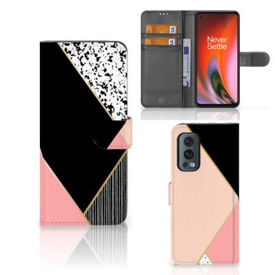 OnePlus Nord 2 5G | Book Case | Zwart Roze Vormen