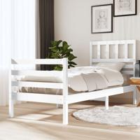 Bedframe massief hout wit 75x190 cm