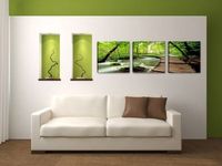Schilderij - Natuur, Groen, 150X50, 3luik - thumbnail