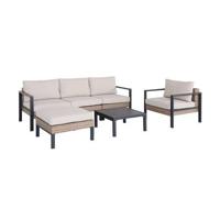 sweeek - Loungeset, aluminium en wicker, 5-zits