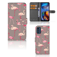 Motorola Moto E32 | Moto E32s Telefoonhoesje met Pasjes Flamingo - thumbnail