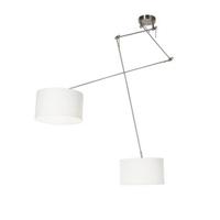 QAZQA Smart hanglamp staal met kap 35 cm wit incl. 2 Wifi A60 - Blitz