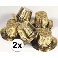 2x Gouden hoed Happy New Year - thumbnail