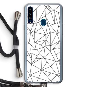 Geometrische lijnen zwart: Samsung Galaxy A20s Transparant Hoesje met koord