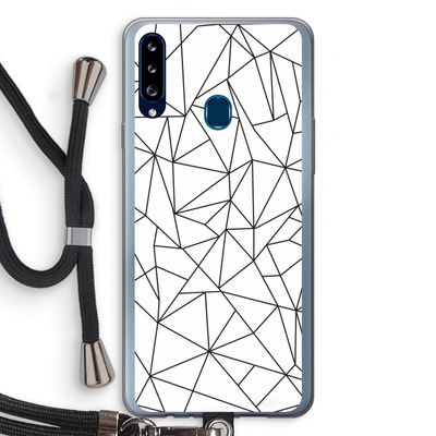 Geometrische lijnen zwart: Samsung Galaxy A20s Transparant Hoesje met koord