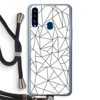Geometrische lijnen zwart: Samsung Galaxy A20s Transparant Hoesje met koord