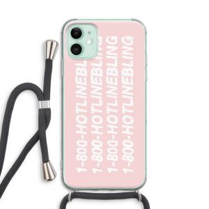 Hotline bling pink: iPhone 11 Transparant Hoesje met koord