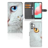 Samsung Galaxy A32 5G | Telefoonhoesje | Met pasjeshouder | Witte Kat