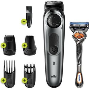 Braun BeardTrimmer BT7220 Baardtrimmer En Haartrimmer Voor Mannen, 39 Lengte-instellingen, Zwart/Metaalgrijs