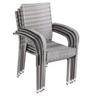 Polyrattan Stapelstoel Comfort Set van 4 kleur Grijs