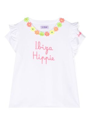 MC2 Saint Barth Kids t-shirt à volants à imprimé graphique - Blanc