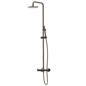 Regendouche set Xenz Duero | Opbouw | 20 cm | Thermostaatkraan | Telescopisch | Brons geborsteld PVD coating