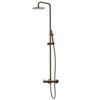 Regendouche set Xenz Duero | Opbouw | 20 cm | Thermostaatkraan | Telescopisch | Brons geborsteld PVD coating