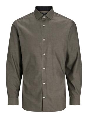 J&j Premium Jprblaparker Detail L/s Shirt Noos 12260641 Overhemd Chocolate Torte Slim Fit