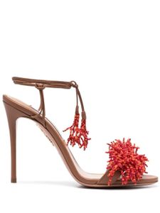 Aquazzura sandales ornées de perles à talon haut - Marron