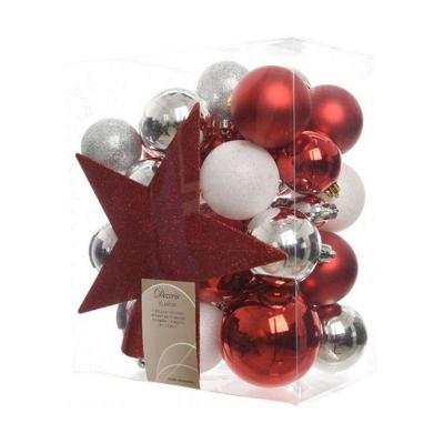 Kerstballen Decoris Rojo/Blanco 33 Onderdelen