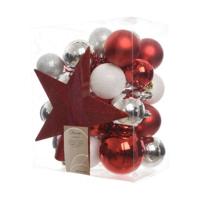Kerstballen Decoris Rojo/Blanco 33 Onderdelen