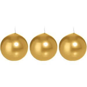 3x Gouden bolkaarsen 8 cm 25 branduren