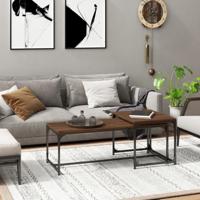 Salontafels 2 st bewerkt hout bruin eikenkleur