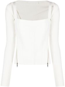 Dion Lee haut corset Moto à fermeture zippée - Blanc