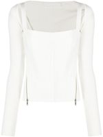 Dion Lee haut corset Moto à fermeture zippée - Blanc