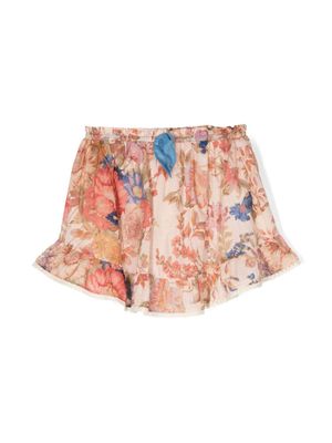 ZIMMERMANN Kids jupe en coton August à fleurs - Tons neutres
