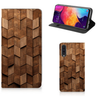Book Wallet Case voor Samsung Galaxy A50 Wooden Cubes - thumbnail