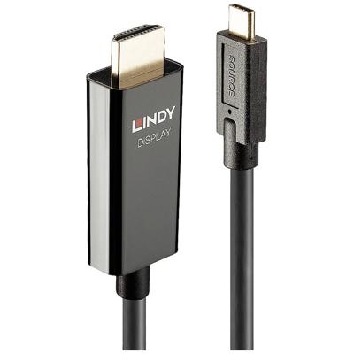 LINDY 43317 USB-C-displaykabel Aansluitkabel USB-C stekker, HDMI-A-stekker 10.00 m Zwart 4K UHD